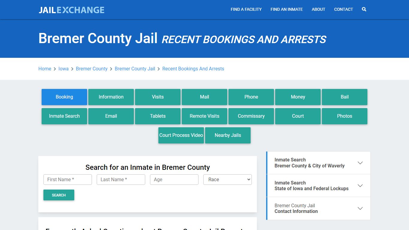 Bremer County Jail Recent Bookings And Arrests - Jail Exchange